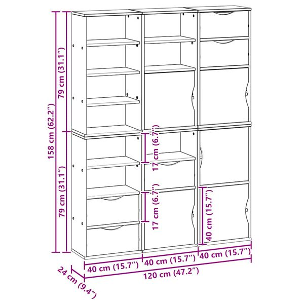 vidaXL Πλαϊνά ντουλάπια 6 τεμ. ODDA 40x24x79 εκ. από Μασίφ Ξύλο Πεύκου
