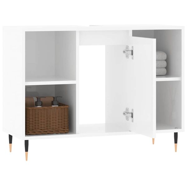 vidaXL Ντουλάπι Μπάνιου Γυαλ. Λευκό 80 x 33 x 60 εκ. από Επεξεργ. Ξύλο