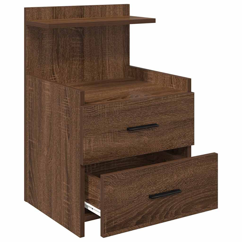 vidaXL Κομοδίνα 2 τεμ. με 2 Συρτάρια, Καφέ Δρυς 40x36,5x62 εκ.