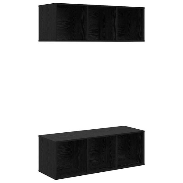 vidaXL Τοίχου ντουλάπες τηλεόρασης 2 pcs Μαύρη δρυς 37 x 37 x 107 εκ