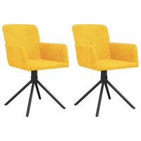 vidaXL Καρέκλες Τραπεζαρίας Περιστρεφόμενες 2 τεμ. Κίτρινες Βελούδινες
