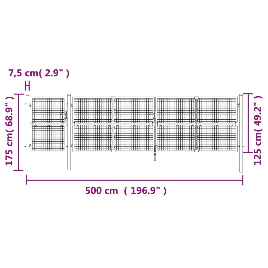 vidaXL Πόρτα Περίφραξης με Πλέγμα Πράσινη 500 x 175 εκ. Γαλβαν. Ατσάλι