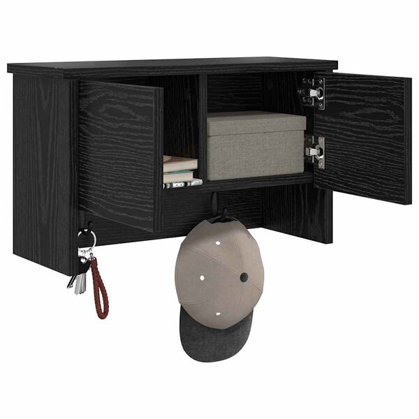 vidaXL Τοίχου Κρεμάστρα Μαύρη δρυς 50 x 20 x 30 εκ. Επεξεργασμένο ξύλο