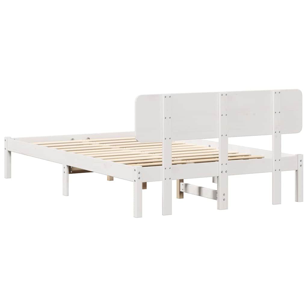 vidaXL Σκελετός Κρεβατιού Λευκό 135 x 190 cm Μασίφ ξύλο πεύκου