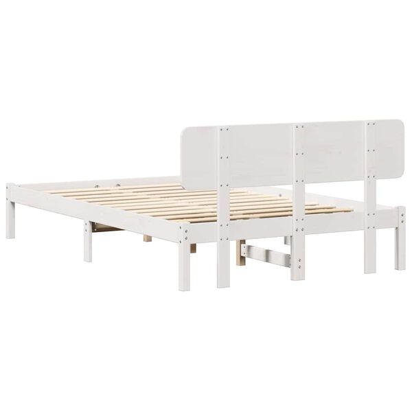 vidaXL Σκελετός Κρεβατιού Λευκό 135 x 190 cm Μασίφ ξύλο πεύκου