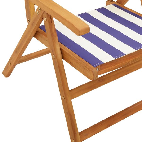 vidaXL Καρέκλες Κήπου Ανακλινόμενες 4Τεμ. Μπλε/Λευκό Ύφασμα/Μασίφ Ξύλο