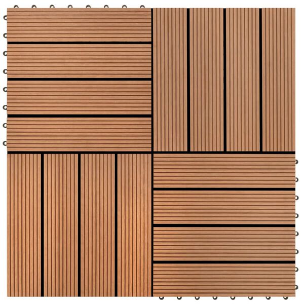 vidaXL Πλακάκια Deck 11 τεμ. Χρώμα Teak 30 x 30 εκ. 1 μ² από WPC