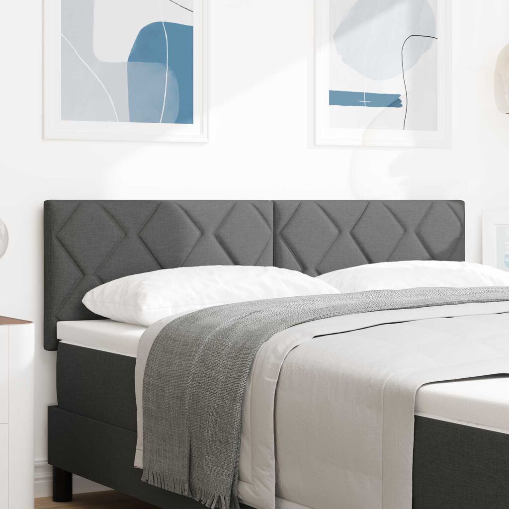 vidaXL LED Κεφαλάρι Σχεδίου Διαμαντιών Σκούρο Γκρι 144 cm Ύφασμα