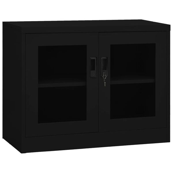 vidaXL Ντουλάπα Γραφείου 90 x 40 x 70 εκ. Μαύρη Ατσάλινη