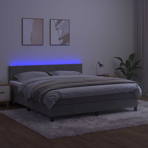 vidaXL &Kappa;&rho;&epsilon;&beta;ά&tau;&iota; Boxspring &mu;&epsilon; &Sigma;&tau;&rho;ώ&mu;&alpha; & LED &Alpha;&nu;.&Gamma;&kappa;&rho;&iota; 160x200 &epsilon;&kappa;. &Beta;&epsilon;&lambda;&omicron;ύ&delta;&iota;&nu;&omicron;