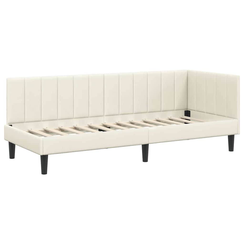 vidaXL Κρεβάτι Γωνίας με κεφαλάρι Κρεμ 80 x 200 cm Βελούδο