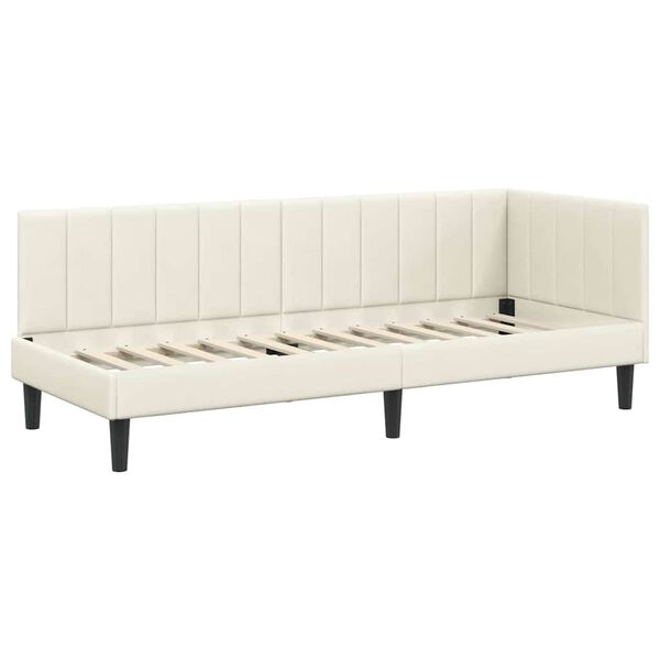 vidaXL Κρεβάτι Γωνίας με κεφαλάρι Κρεμ 80 x 200 cm Βελούδο
