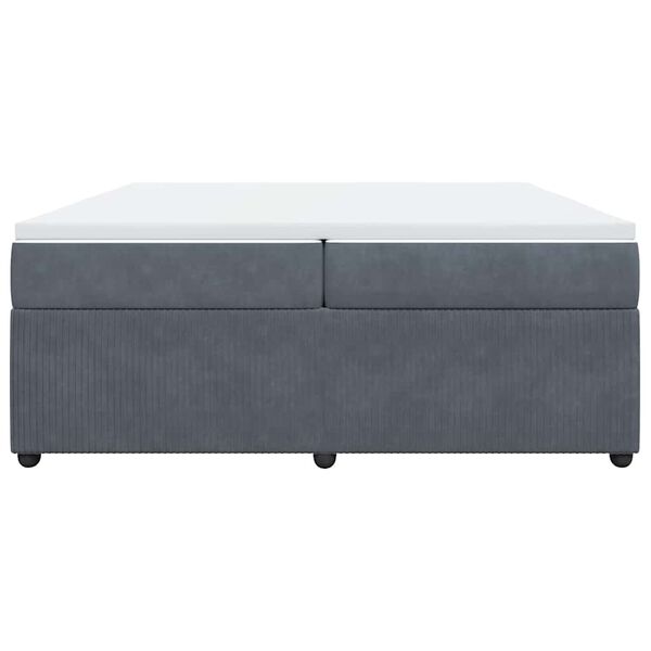 vidaXL Κρεβάτι Boxspring με Στρώμα Σκούρο Γκρι 200x200 εκ. Βελούδινο