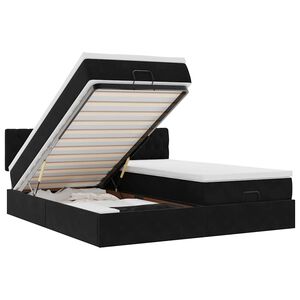 vidaXL &Omicron;&theta;&omega;&mu;&alpha;&nu;&iota;&kappa;ό &kappa;&rho;&epsilon;&beta;ά&tau;&iota; &mu;&epsilon; &sigma;&tau;&rho;ώ&mu;&alpha;&tau;&alpha; & LEDs &Mu;&alpha;ύ&rho;&omicron; 160x200cm Velvet