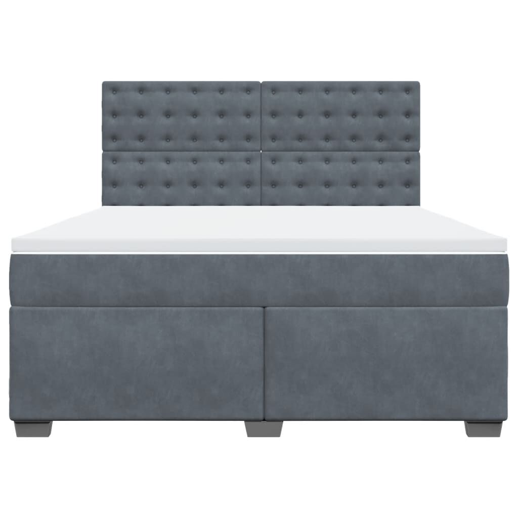 vidaXL Κρεβάτι Boxspring με Στρώμα Σκούρο Γκρι 180x200 εκ. Βελούδινο