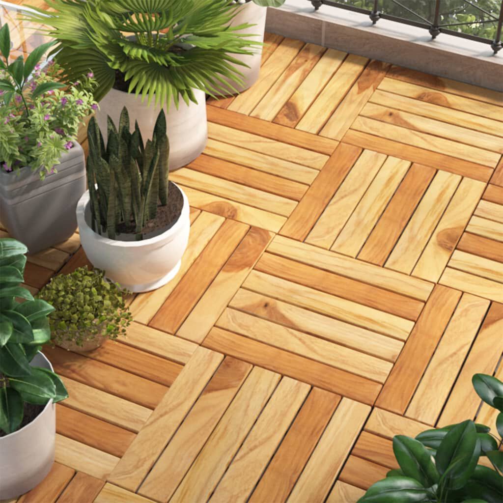 vidaXL Πλακάκια Deck Κάθετο Σχέδιο 10 τεμ. 30x30 εκ. Μασίφ Ξύλο Teak