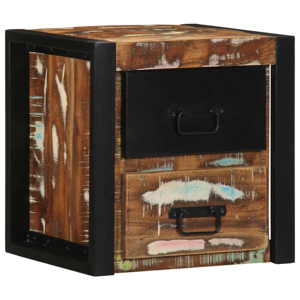 vidaXL Κομοδίνο Πολύχρωμο 40x35x40 cm Στερεό ξύλο αναγεννημένο