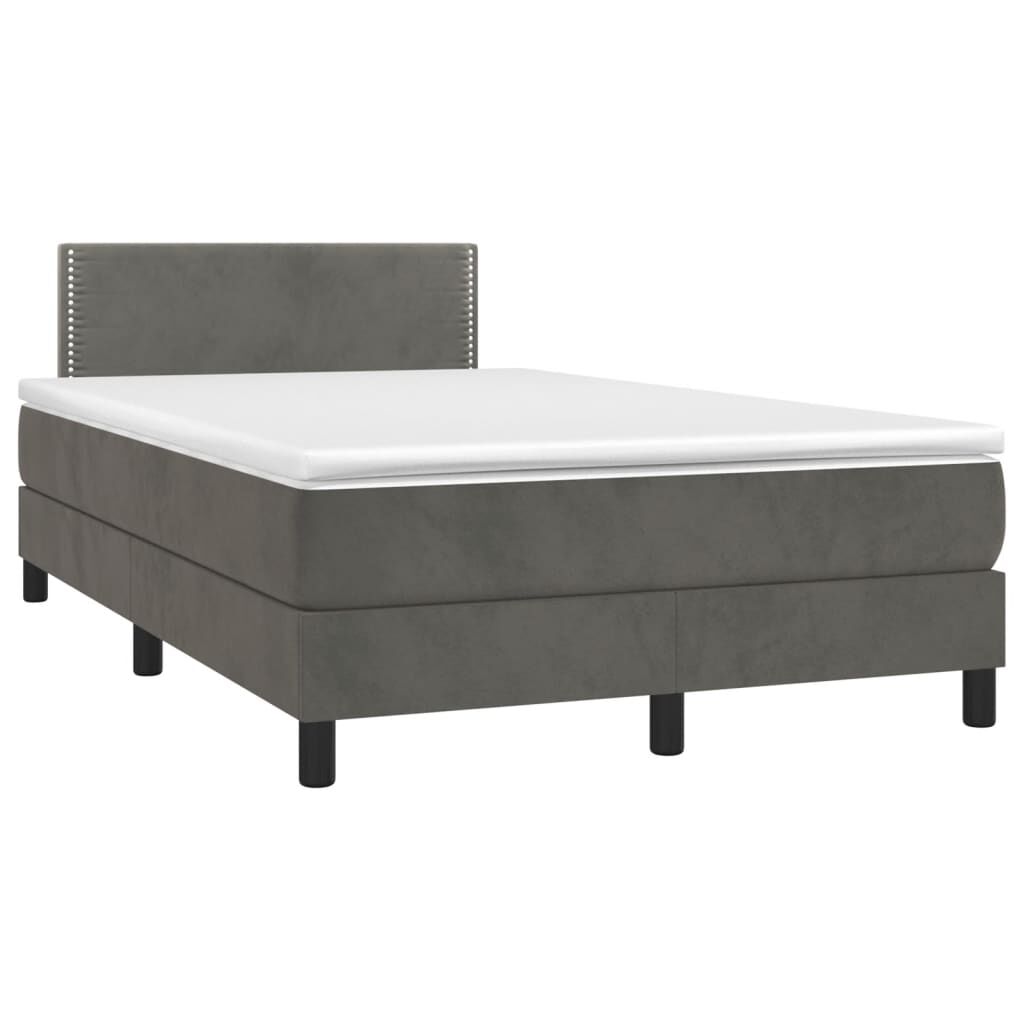 vidaXL Κρεβάτι Boxspring με Στρώμα Σκούρο Γκρι 120x190 εκ. Βελούδινο