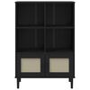 vidaXL Βιβλιοθήκη SENJA Μαύρο / Ρατάν 90x35x130 εκ. Μασίφ Ξύλο Πεύκου