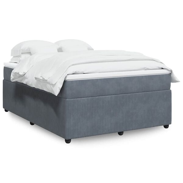 vidaXL Κρεβάτι Boxspring με Στρώμα Σκούρο Γκρι 160x200 εκ. Βελούδινο
