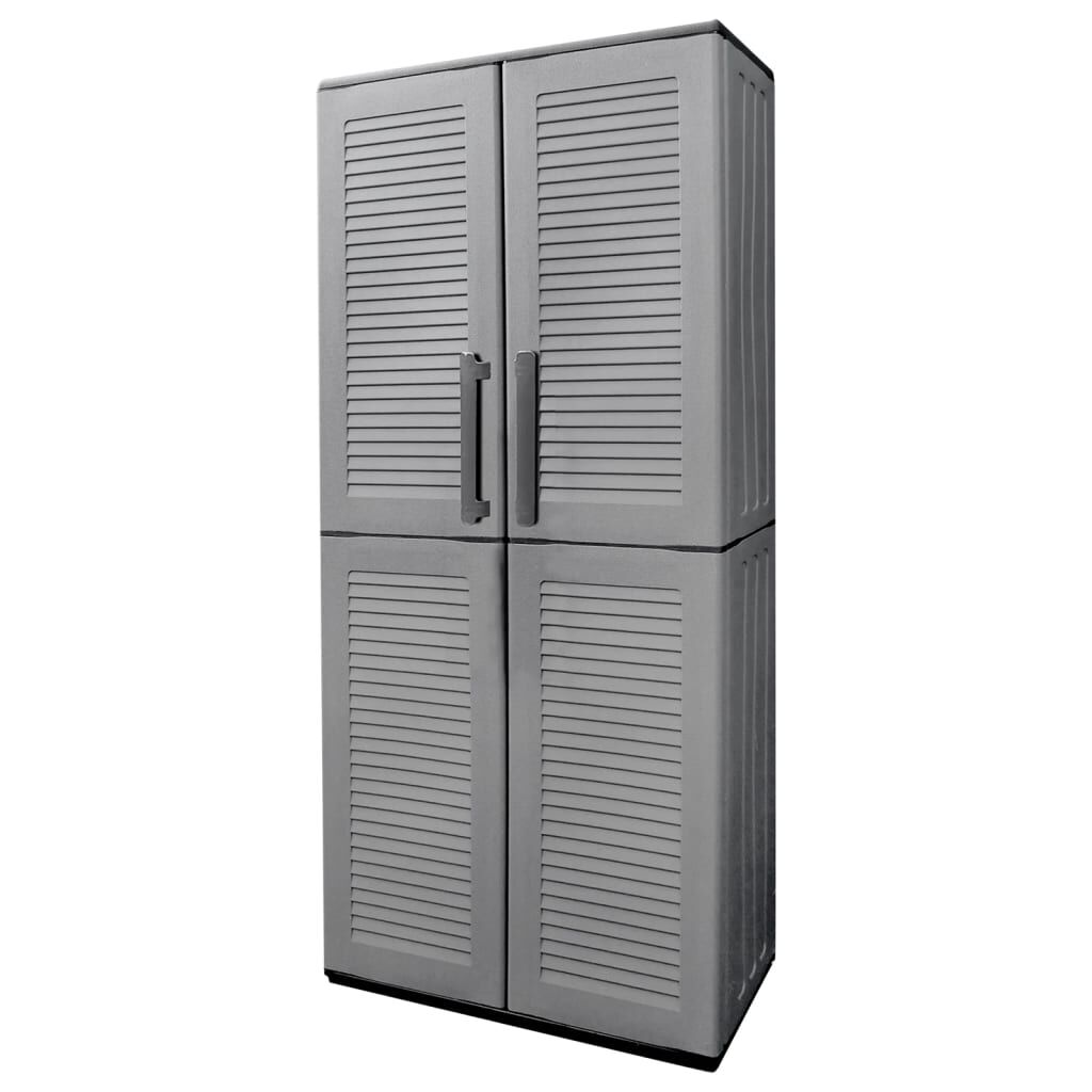 vidaXL Ντουλάπι Αποθήκ. Κήπου Γκρι/Μαύρο 68x37x163 εκ. Πολυπροπυλένιο