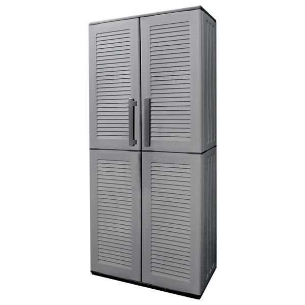 vidaXL Ντουλάπι Αποθήκ. Κήπου Γκρι/Μαύρο 68x37x163 εκ. Πολυπροπυλένιο