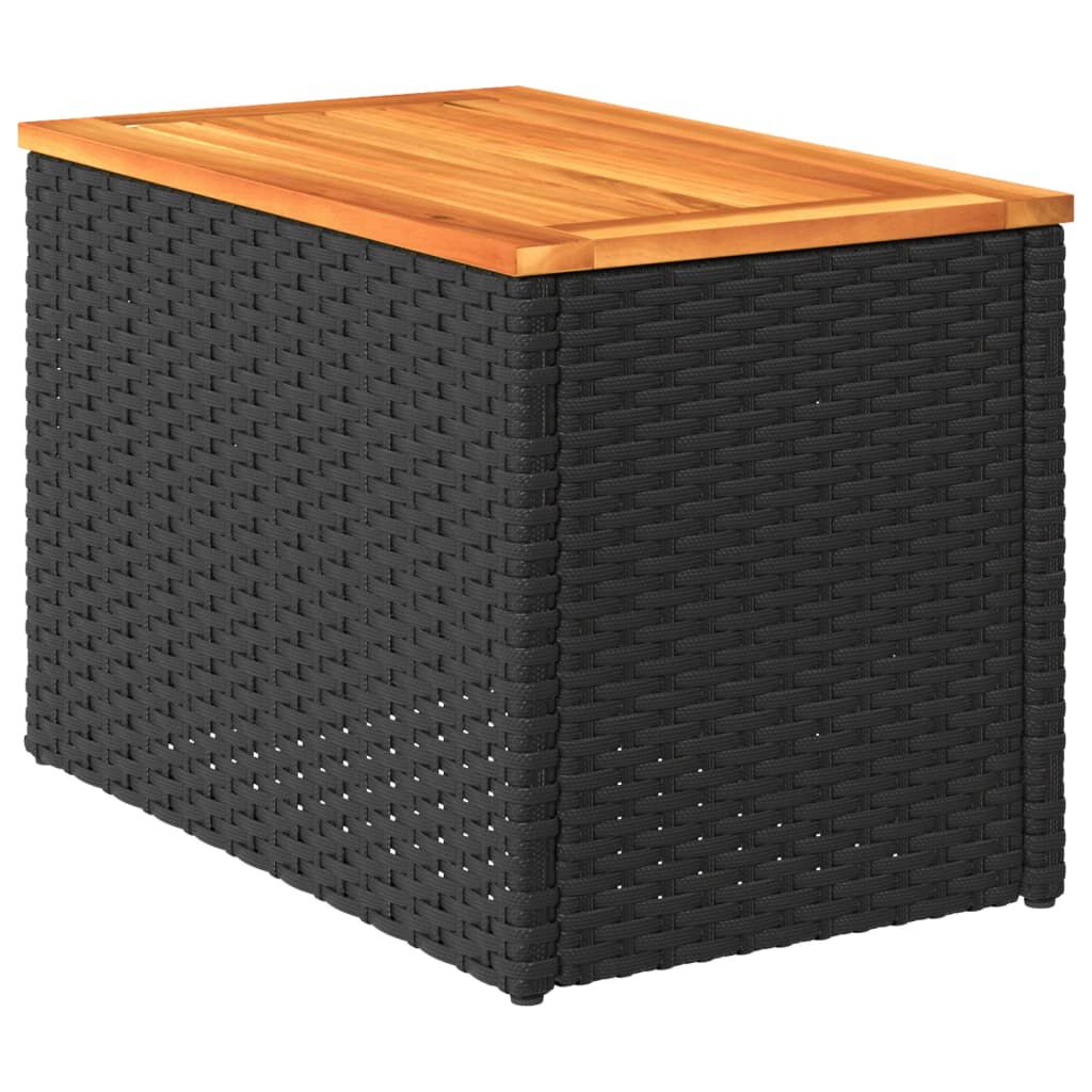 vidaXL Τραπεζάκια Κήπου 2 τεμ. Μαύρα 55x34x37εκ. Συνθ.Ρατάν/Μασίφ Ξύλο