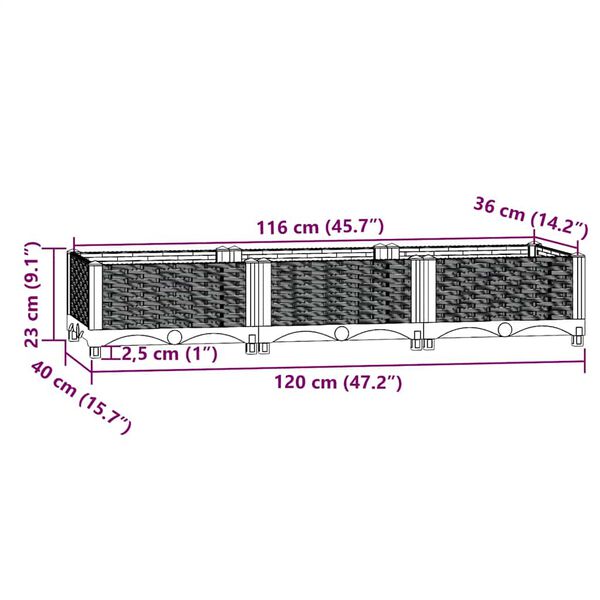 vidaXL Ζαρντινιέρα 120 x 40 x 23 εκ. από Πολυπροπυλένιο