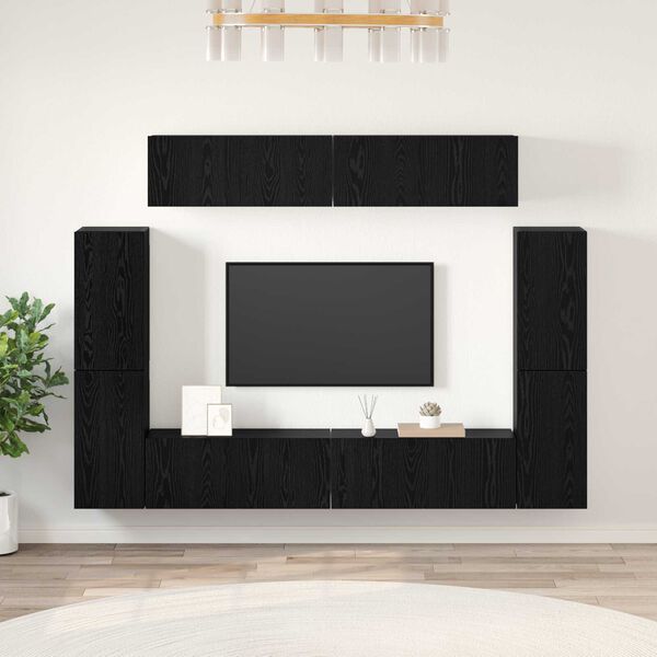 vidaXL Σετ επίπλου τηλεόρασης 8 pcs Μαύρη Δρυς 80 x 30 x 30.5 εκ