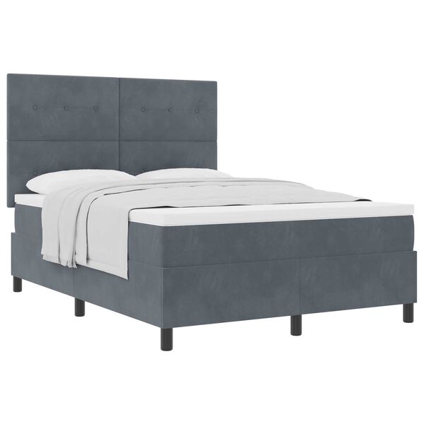 vidaXL Κρεβάτι Box Spring με Στρώμα Σκούρο Γκρί 160x200 εκ Βελούδο