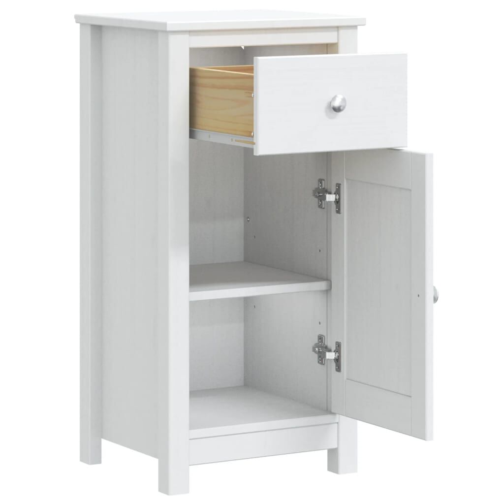 vidaXL Ντουλάπι Μπάνιου BERG Λευκό 40 x 34 x 80 εκ. Μασίφ Ξύλο Πεύκου