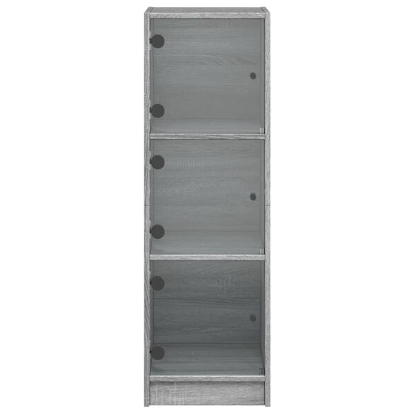 vidaXL Ντουλάπι Γκρι Sonoma 35 x 37 x 109 εκ. με Γυάλινες Πόρτες