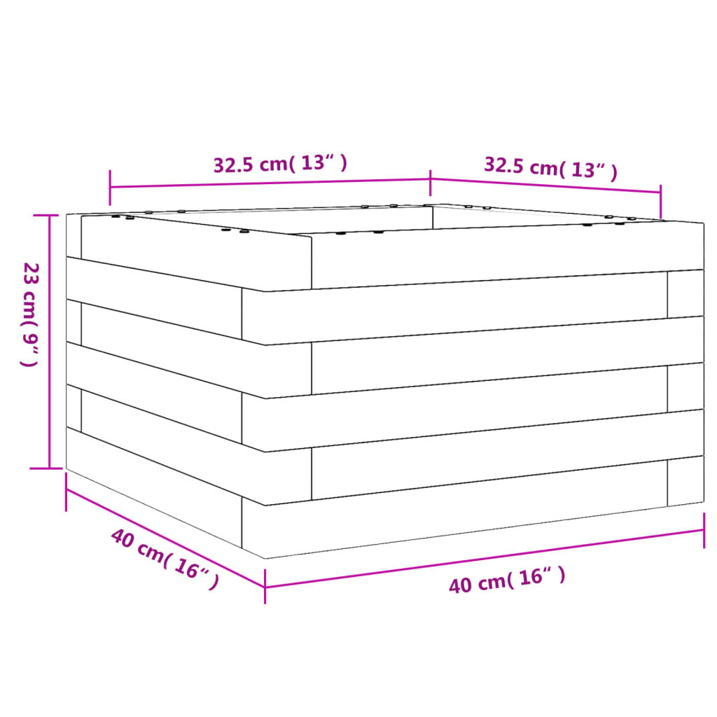 vidaXL Ζαρντινιέρα Κήπου 40x40x23 εκ από Μασίφ Ξύλο Πεύκου