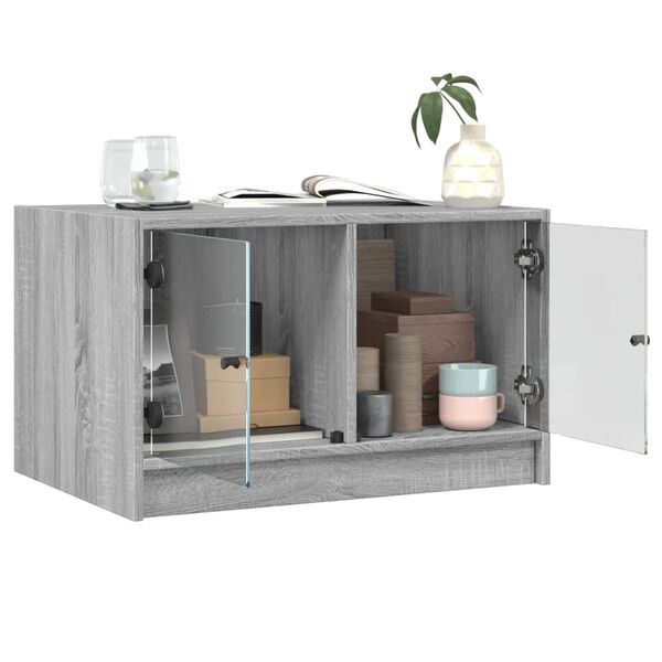 vidaXL Τραπεζάκι Σαλονιού Sonoma Γκρι 68x50x42 εκ. με Γυάλινες Πόρτες