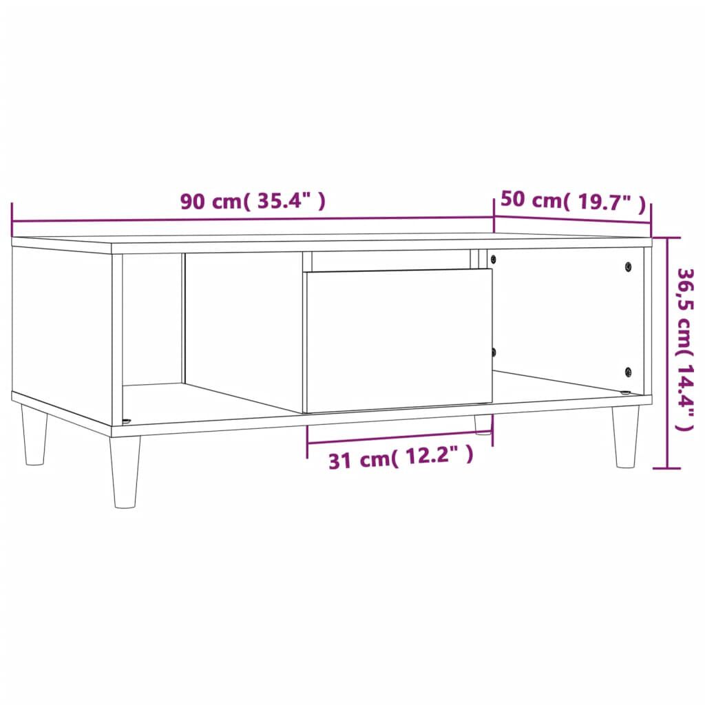 vidaXL Τραπεζάκι Σαλονιού Μαύρο 90x50x36,5 εκ. Επεξεργασμ. Ξύλο