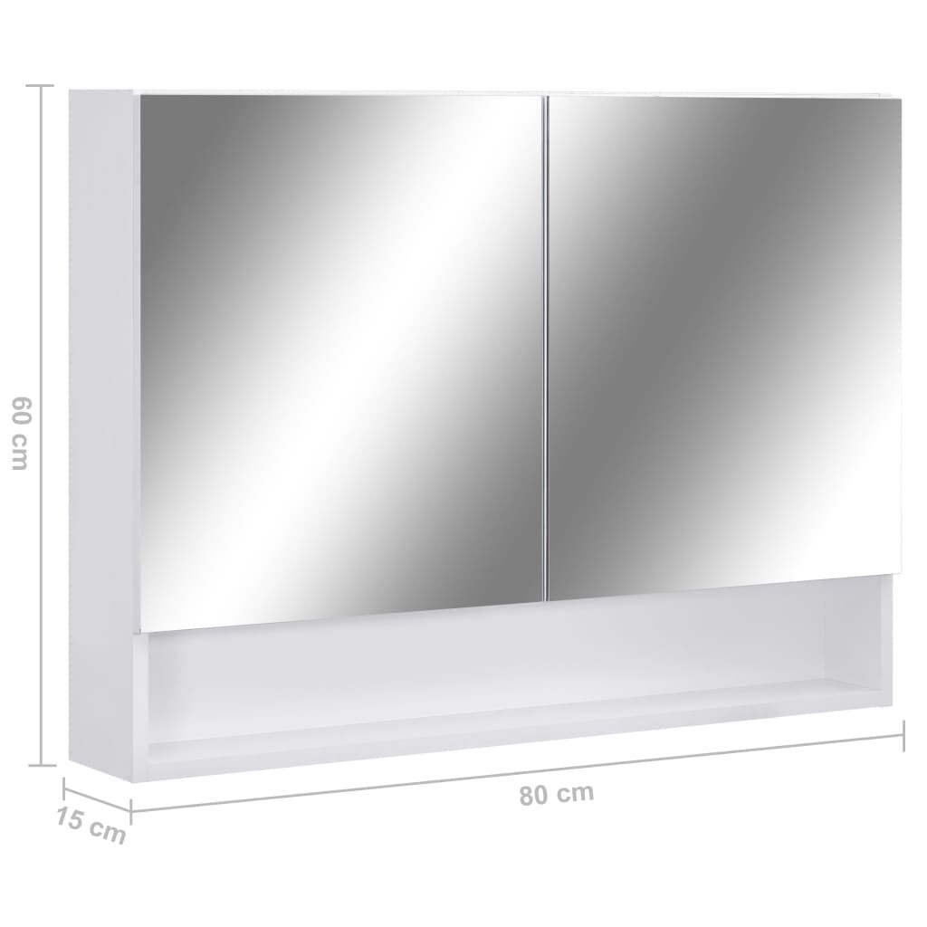 vidaXL Καθρέφτης Μπάνιου με Ντουλάπι / LED Λευκό 80 x 15 x 60 εκ. MDF