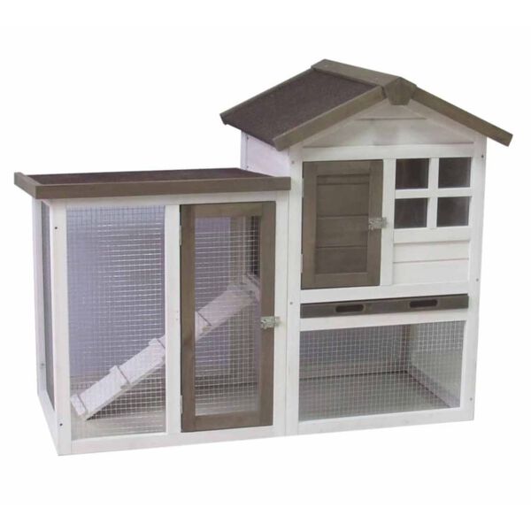 @Pet Κλουβί Κουνελιών Gerlos Λευκό και Καφέ 122 x 62 x 93 εκ.