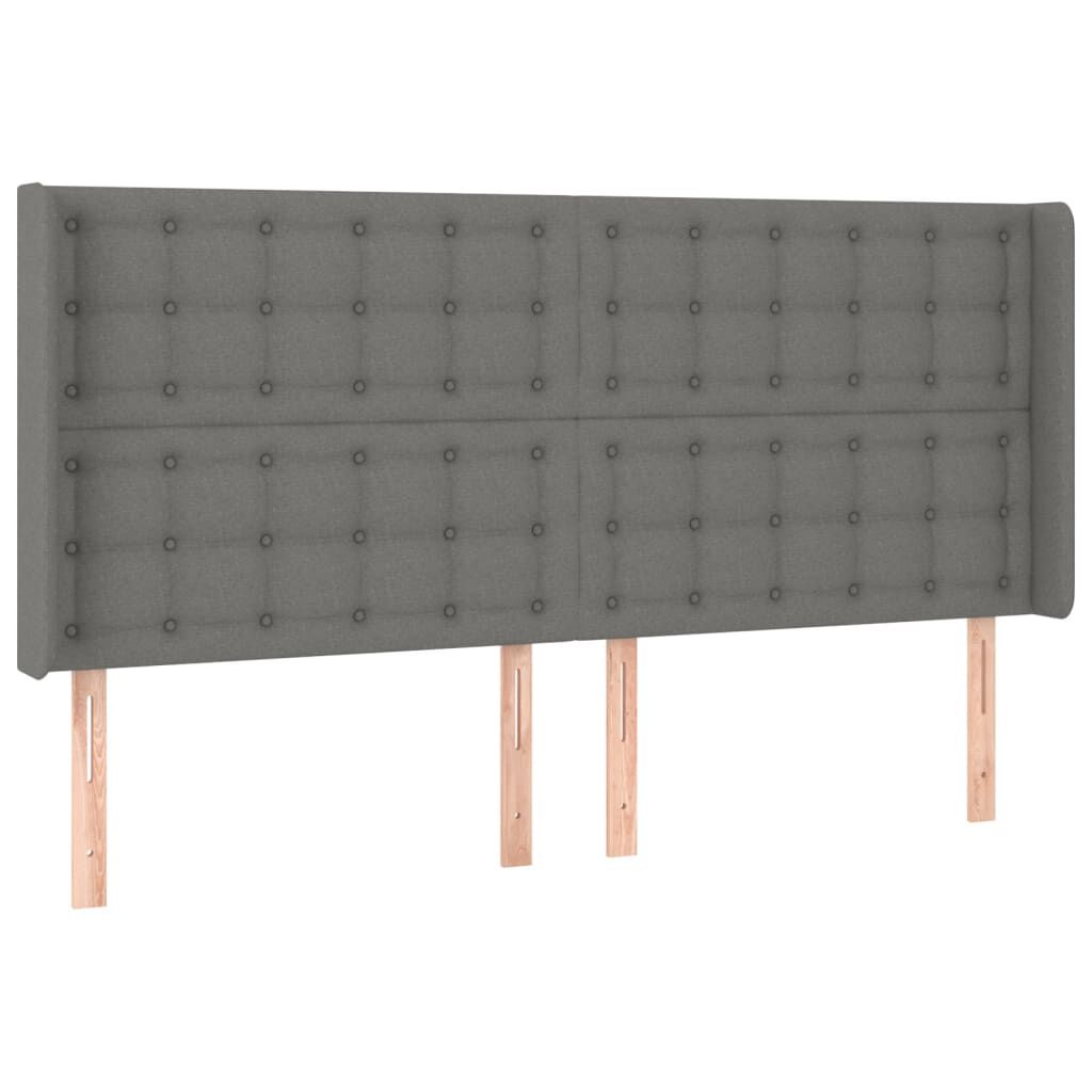 vidaXL Κρεβάτι Boxspring με Στρώμα & LED Σκ.Γκρι 200x200εκ. Υφασμάτινο