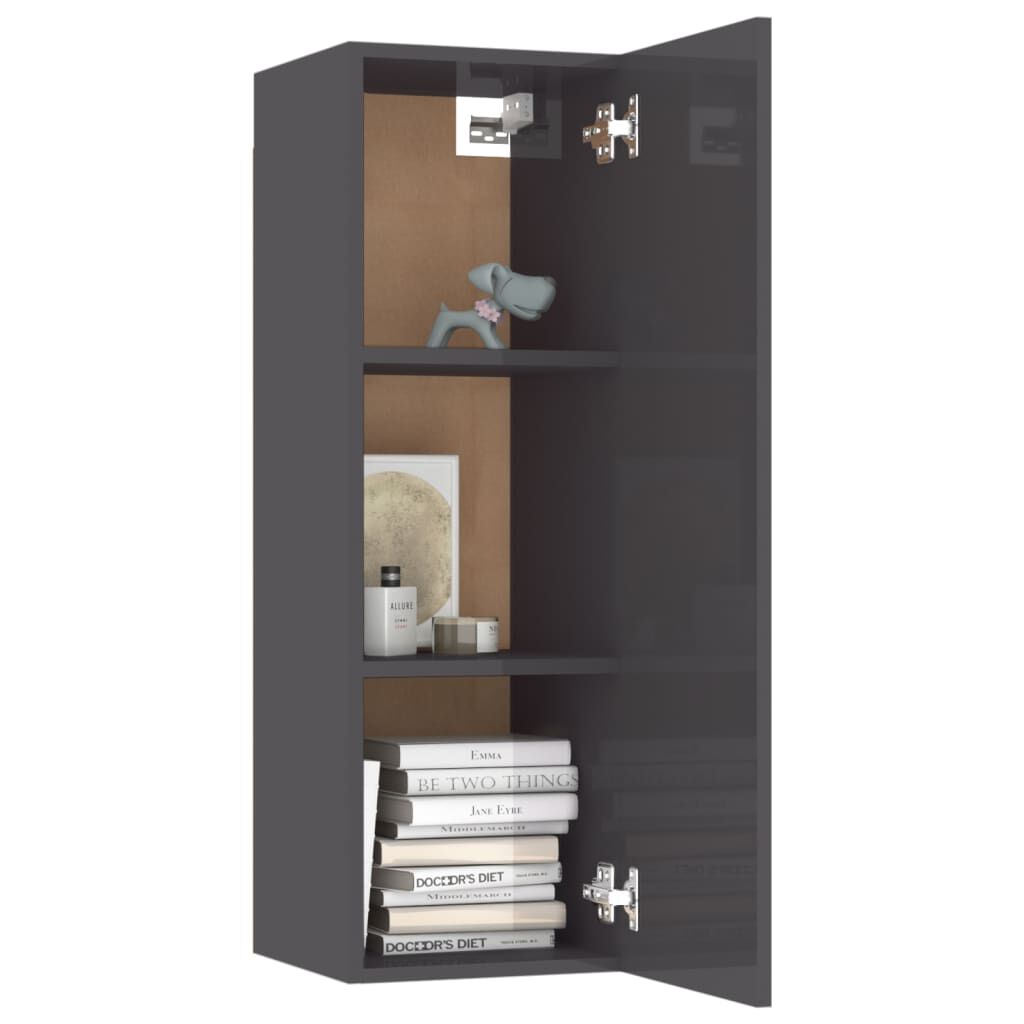 vidaXL Έπιπλο Τηλεόρασης Γυαλιστερό Γκρι 30,5 x 30 x 90εκ. Επεξ. Ξύλο