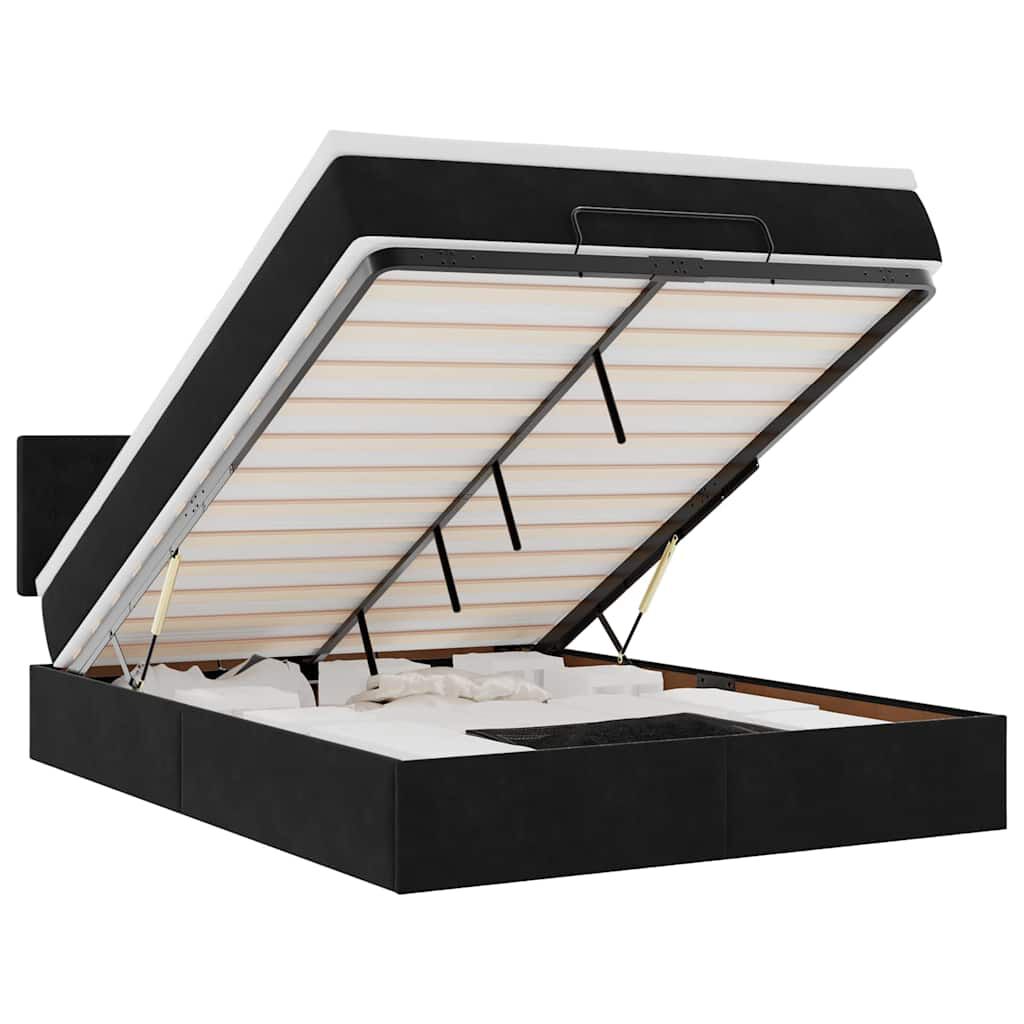 vidaXL Οθωμανικό κρεβάτι με στρώμα Μαύρο 140x190cm Βελούδο