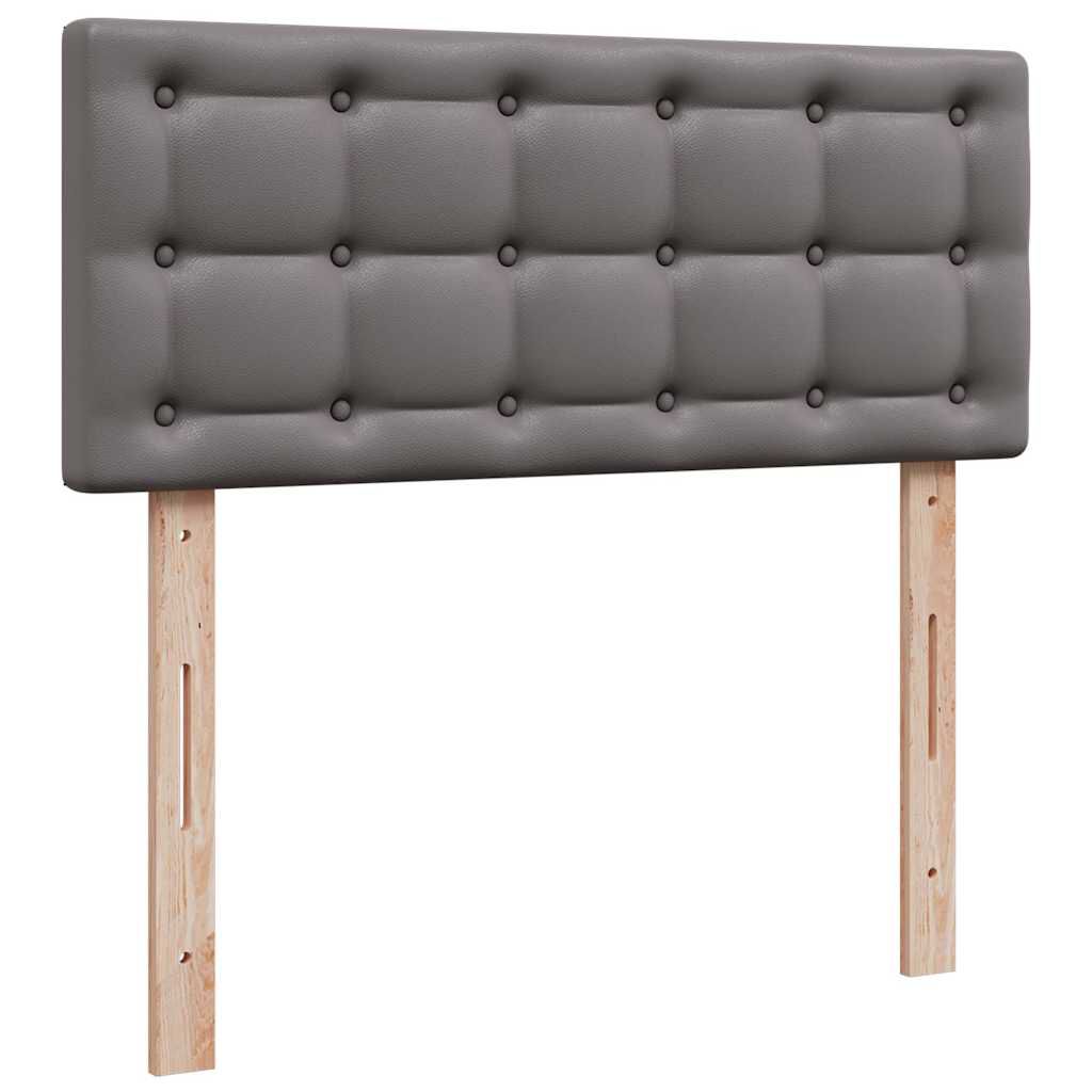 vidaXL Οθωμανικό κρεβάτι με στρώματα & LEDs Γκρι Faux Leather