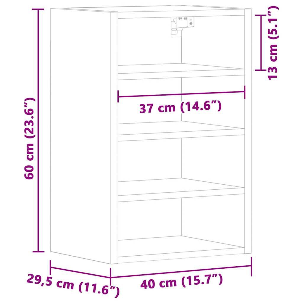 vidaXL κρεμαστό ντουλάπι Riga γκρι Sonoma 40x29,5x60 cm