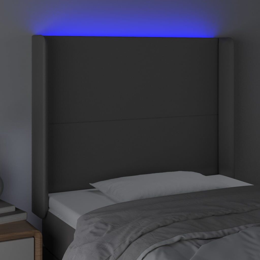 vidaXL Κεφαλάρι Κρεβατιού LED Γκρι 103x16x118/128 εκ. Συνθετ. Δέρμα