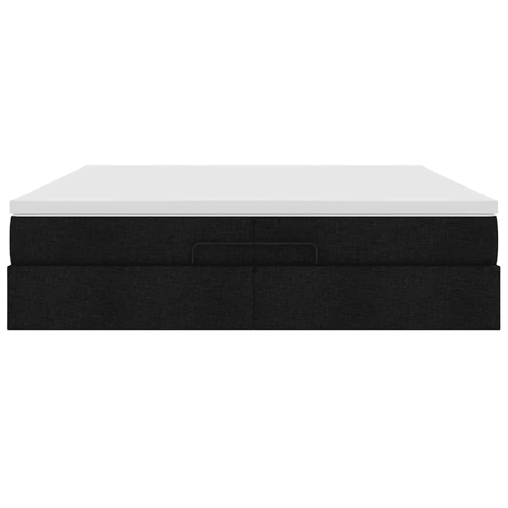 vidaXL Οθωμανικό Κρεβάτι με Στρώματα Μαύρο 200x200cm Ύφασμα