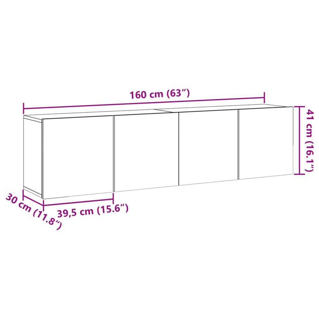 vidaXL Ντουλάπια Τοίχου Τηλεόρασης 2 Τεμ. Artisian Δρυς 80 x 30 x 41εκ