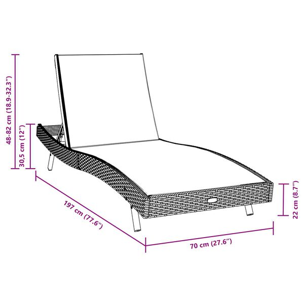 vidaXL Ξαπλώστρα 1-πρόσωπο Μαύρο 70 x 197 x 82 εκ. Πολυ-ρακί, Μέταλλο