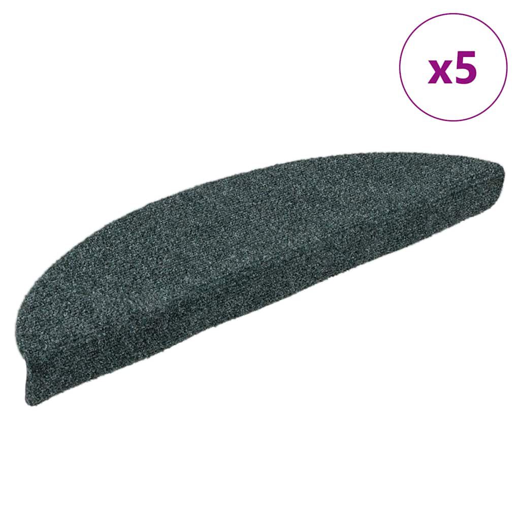 vidaXL Πατάκια Σκάλας Αυτοκόλ. 5 τεμ. Πράσινο 56x17x3 εκ Βελονιασμένα