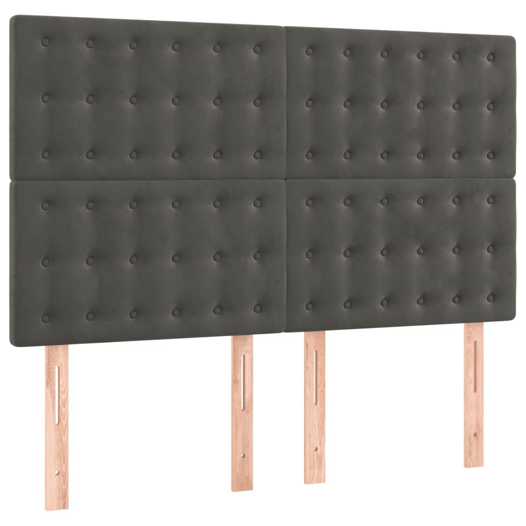 vidaXL Κρεβάτι Boxspring με Στρώμα Σκούρο Γκρι 140x190 εκ. Βελούδινο