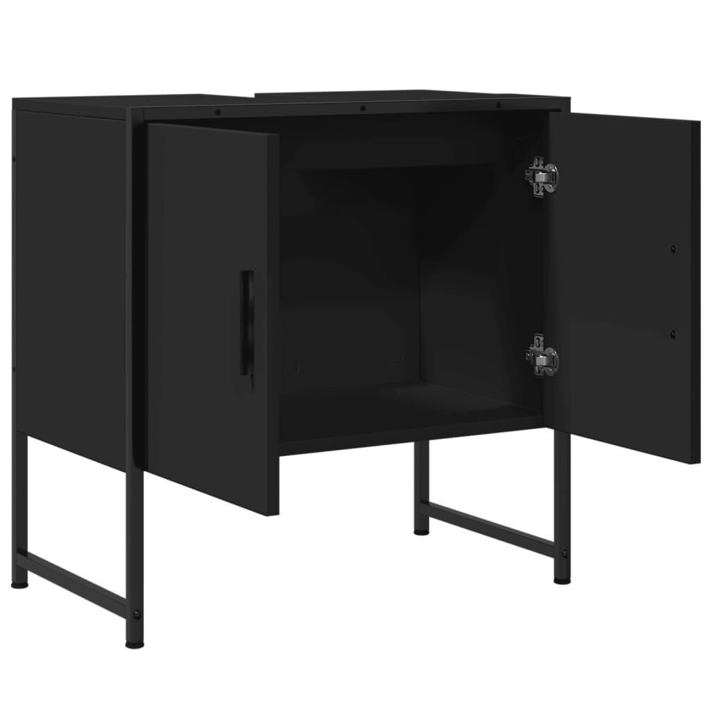 vidaXL Ντουλάπι Νιπτήρα Μπάνιου Μαύρο 60x33x60 εκ. Επεξεργασμένο Ξύλο