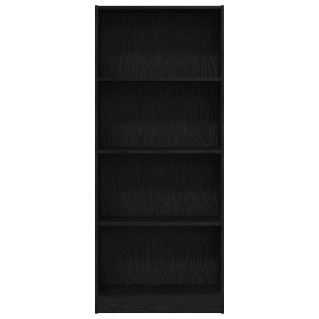 vidaXL Μαύρη Δρύινη Βιβλιοθήκη - 60 x 24 x 143 εκ - Κατασκευασμένη από Επεξεργασμένο Ξύλο